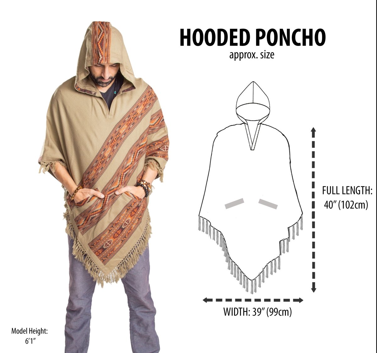 Hooded Poncho With Pockets (Elevate) -
