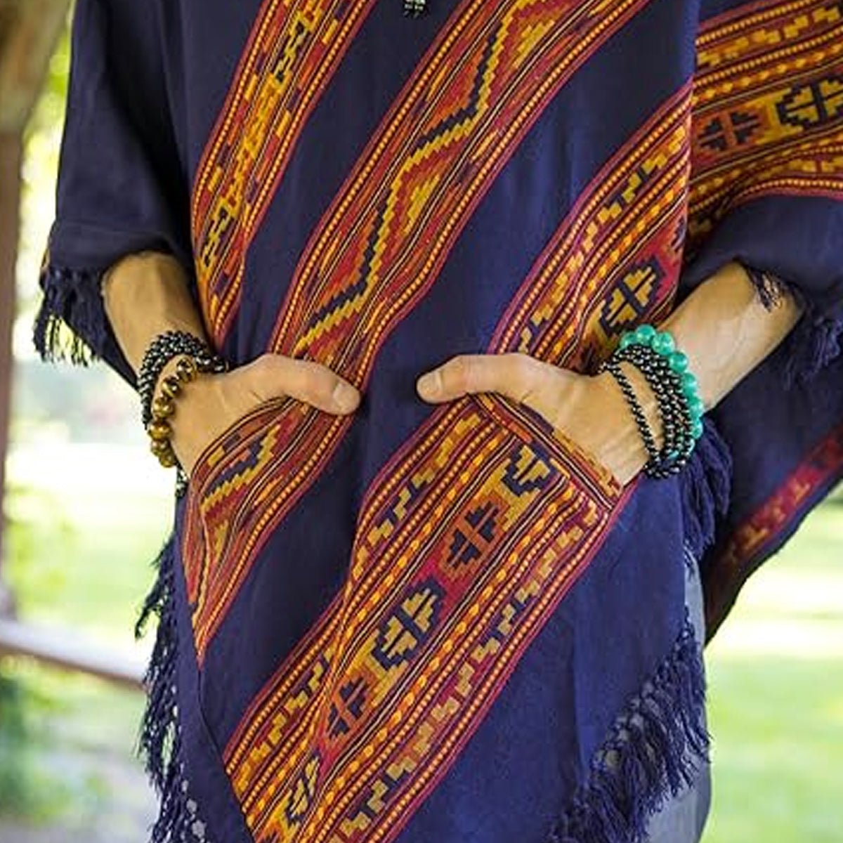 Hooded Poncho With Pockets (Elevate) -