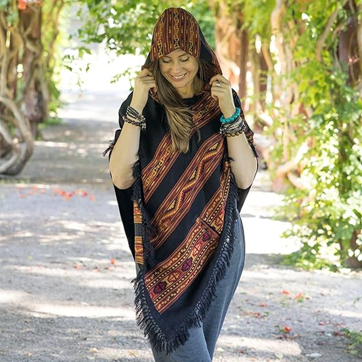 Hooded Poncho With Pockets (Elevate) -