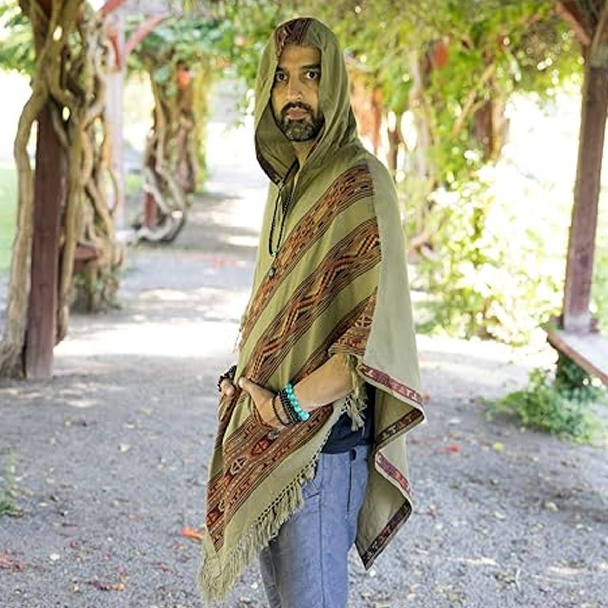 Hooded Poncho With Pockets (Elevate) -