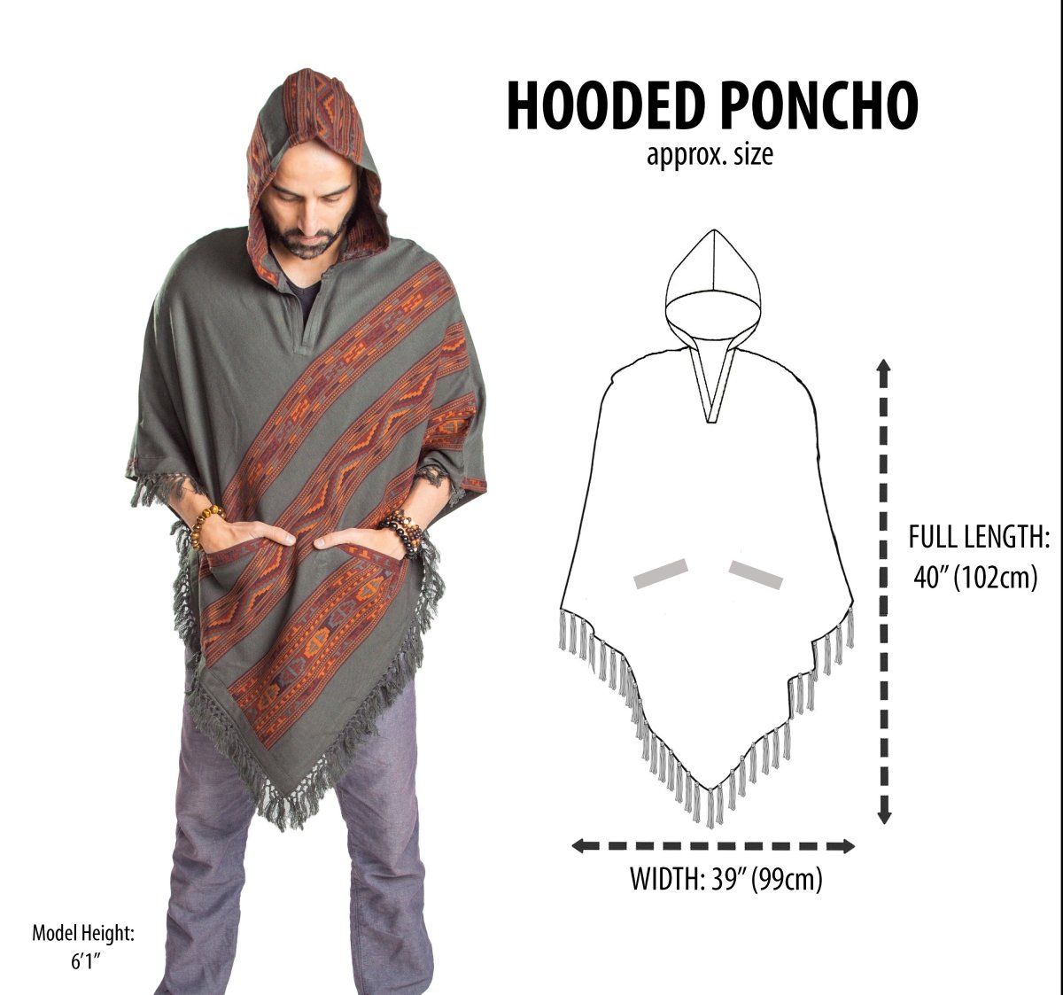 Hooded Poncho With Pockets (Elevate) -