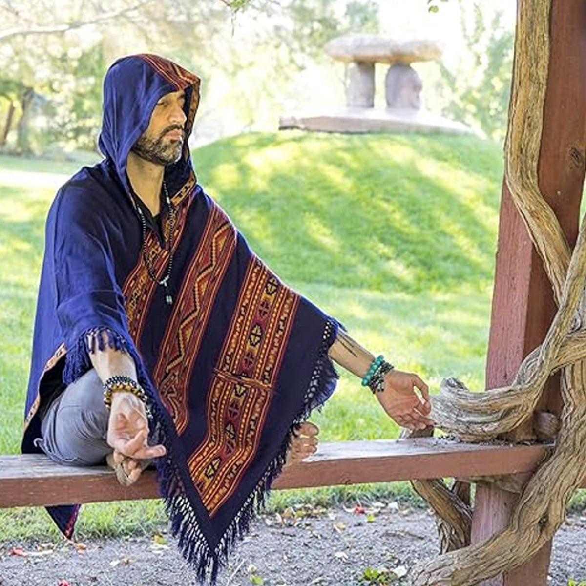 Hooded Poncho With Pockets (Elevate) -
