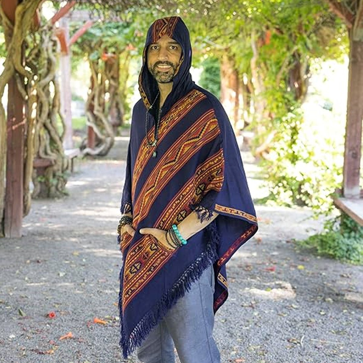 Hooded Poncho With Pockets (Elevate) -