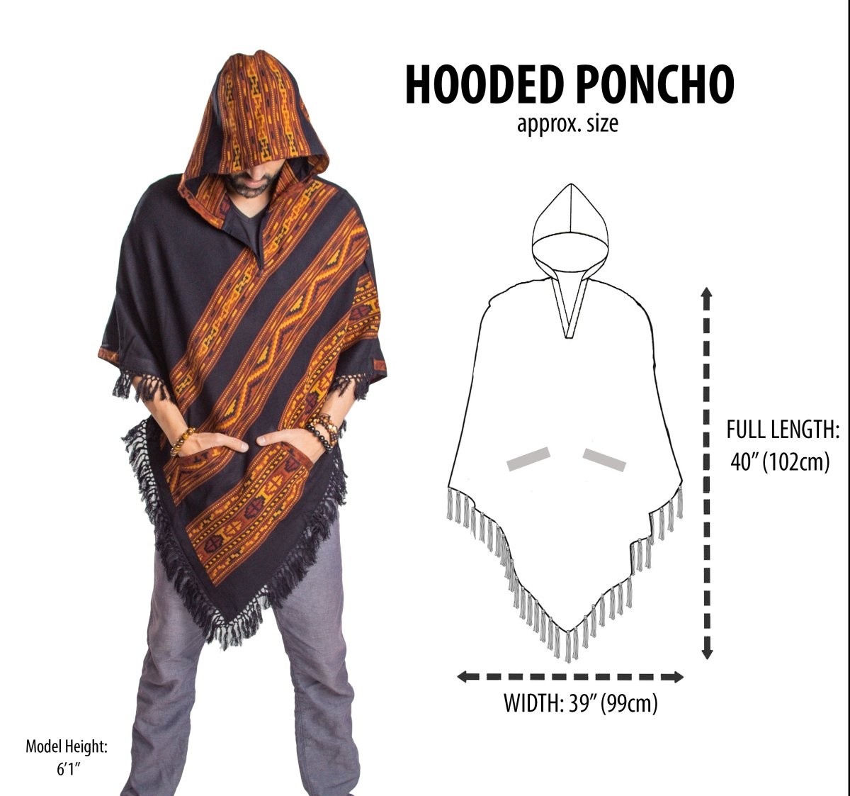 Hooded Poncho With Pockets (Elevate) -