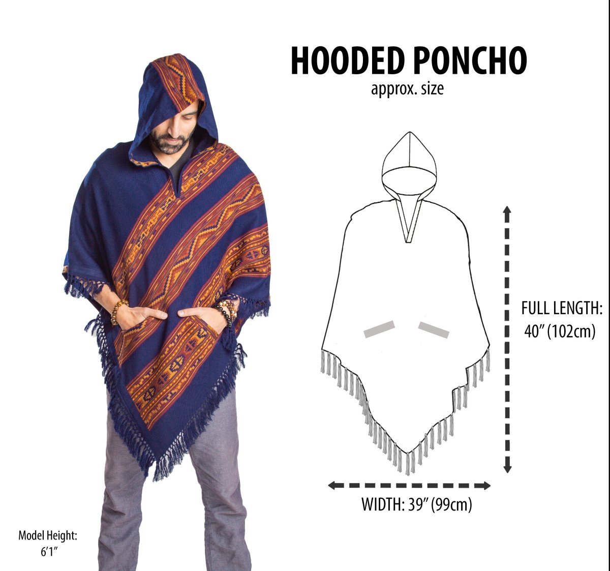Hooded Poncho With Pockets (Elevate) -