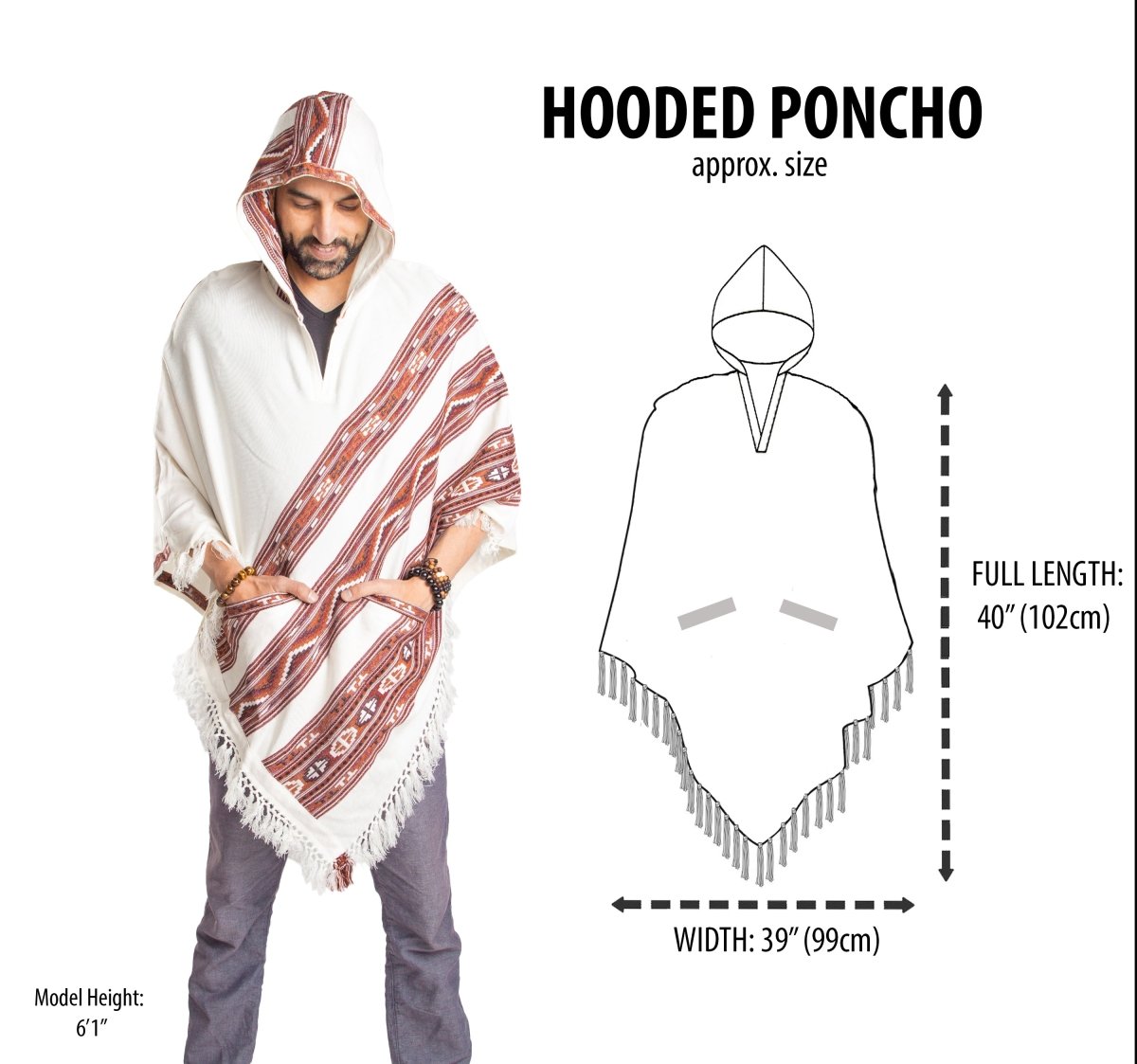 Hooded Poncho With Pockets (Elevate) -