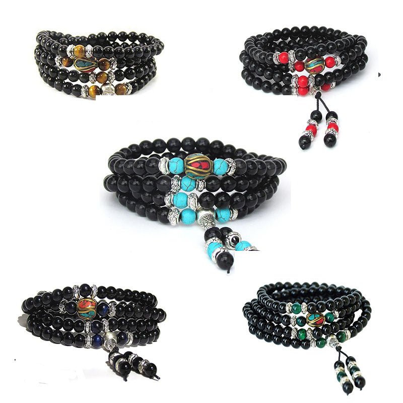 Mala Bracelets/Necklaces (Tiger Eye, Obsidian, Turquoise, Cinnabar) - Mala Bracelet
