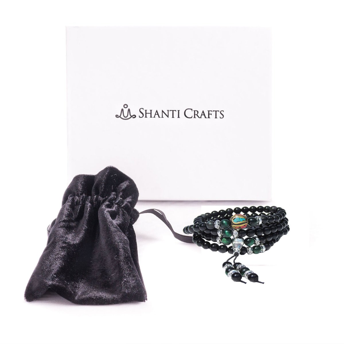 Midnight Blue Tiger Eye & Obsidian Mala Bracelet/Necklace - Mala Bracelet