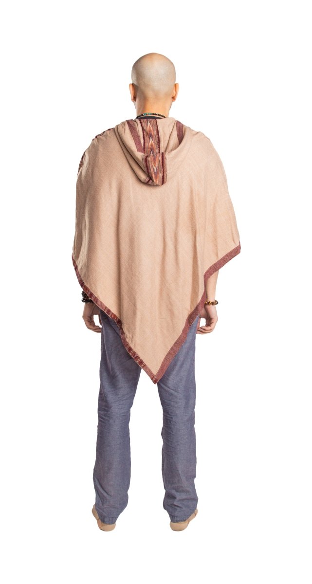 A poncho with hood for men and women worn for retreats, meditation or fun.