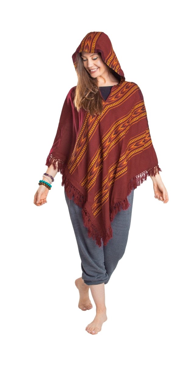 A poncho with hood for men and women worn for retreats, meditation or fun.