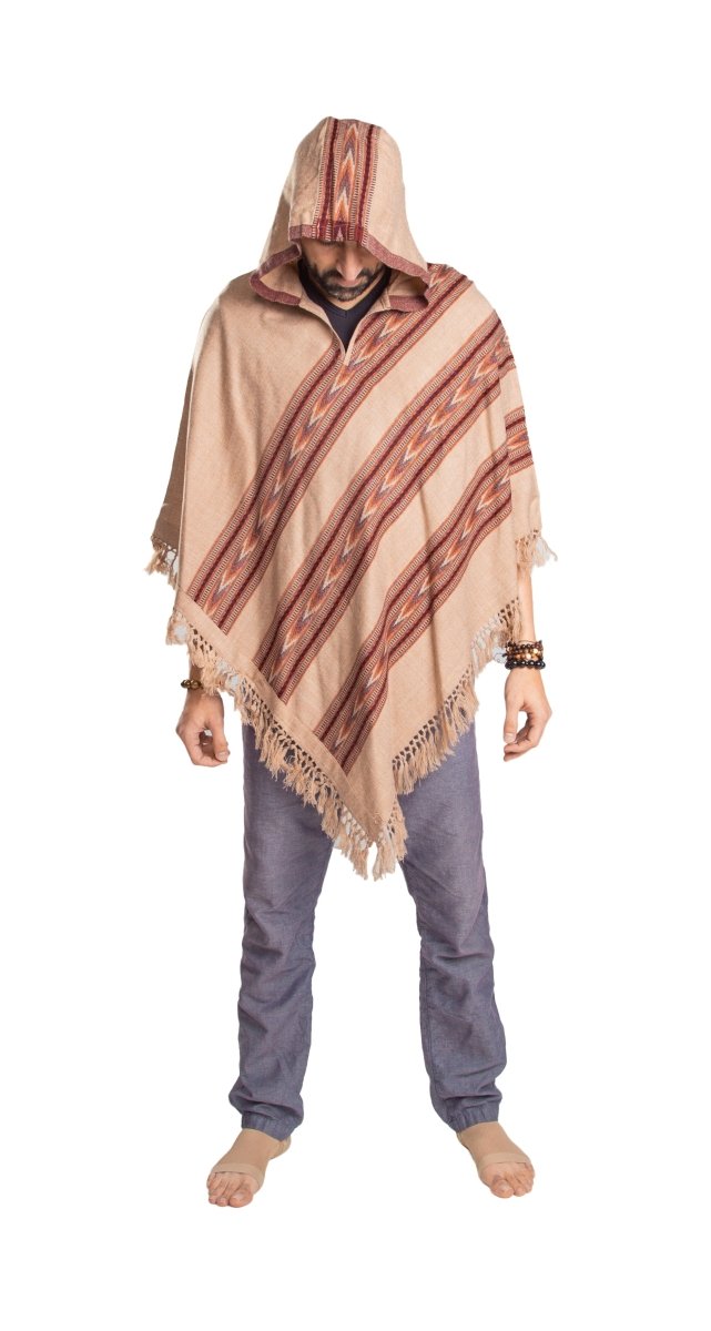 A poncho with hood for men and women worn for retreats, meditation or fun.