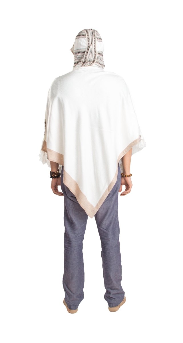 A poncho with hood for men and women worn for retreats, meditation or fun.