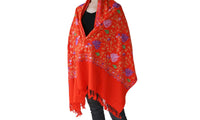 Thumbnail for Scarf Embroidered Floral Shawl, Oversize Scarf for Women, Warm Wrap for Winter, Large 6.5' x 2.25' - Shawls and Wraps
