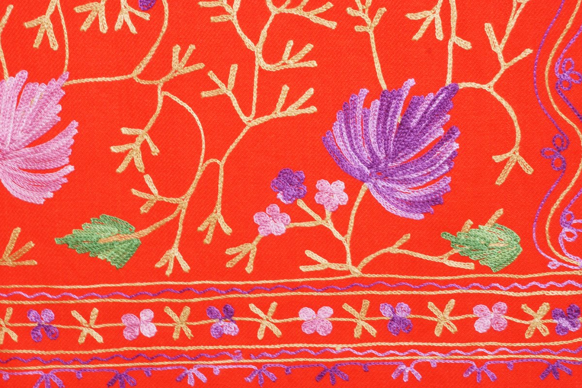 Scarf Embroidered Floral Shawl, Oversize Scarf for Women, Warm Wrap for Winter, Large 6.5' x 2.25' - Shawls and Wraps