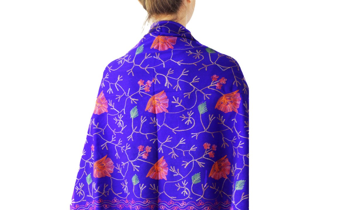 Scarf Embroidered Floral Shawl, Oversize Scarf for Women, Warm Wrap for Winter, Large 6.5' x 2.25' - Shawls and Wraps