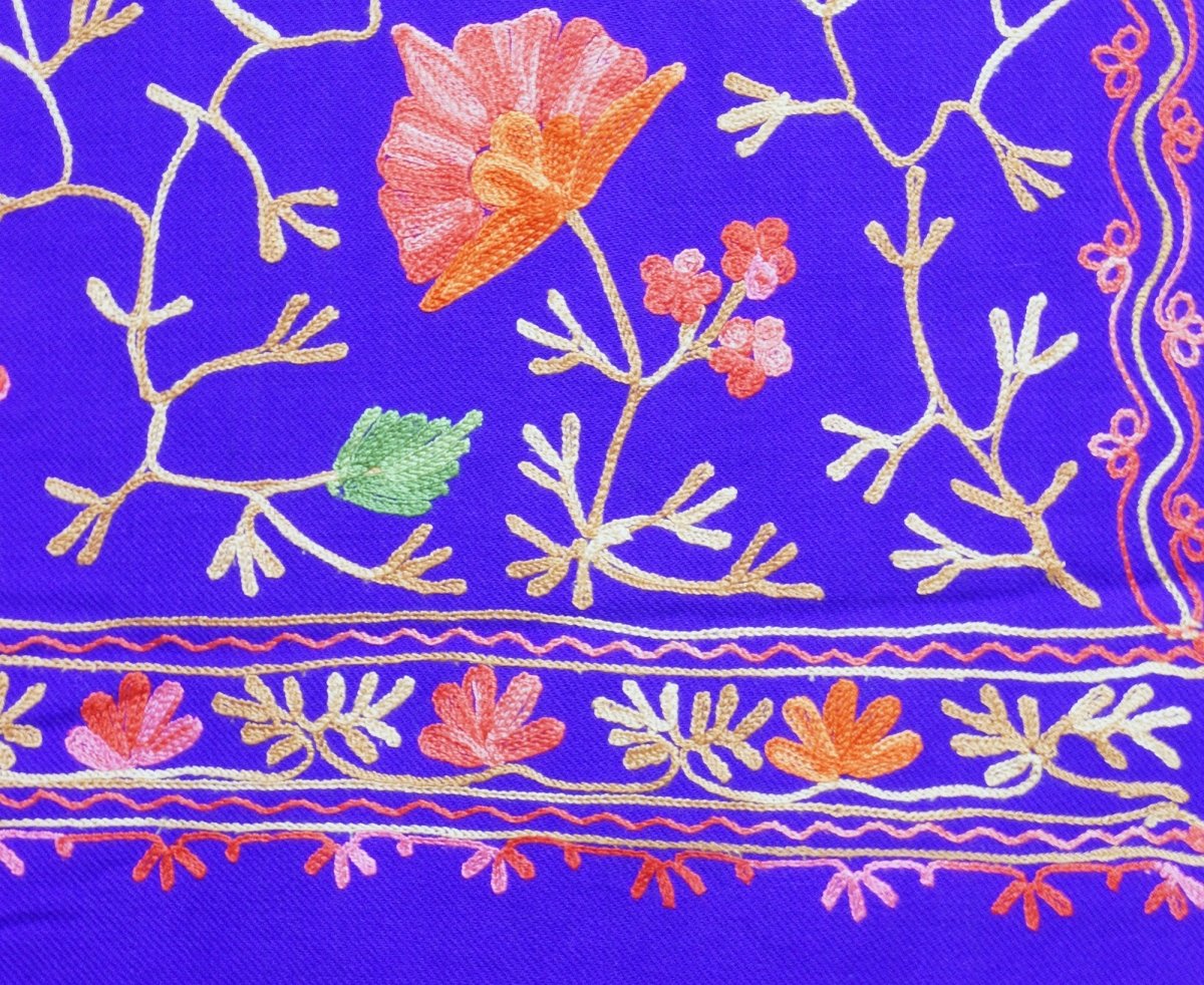 Scarf Embroidered Floral Shawl, Oversize Scarf for Women, Warm Wrap for Winter, Large 6.5' x 2.25' - Shawls and Wraps