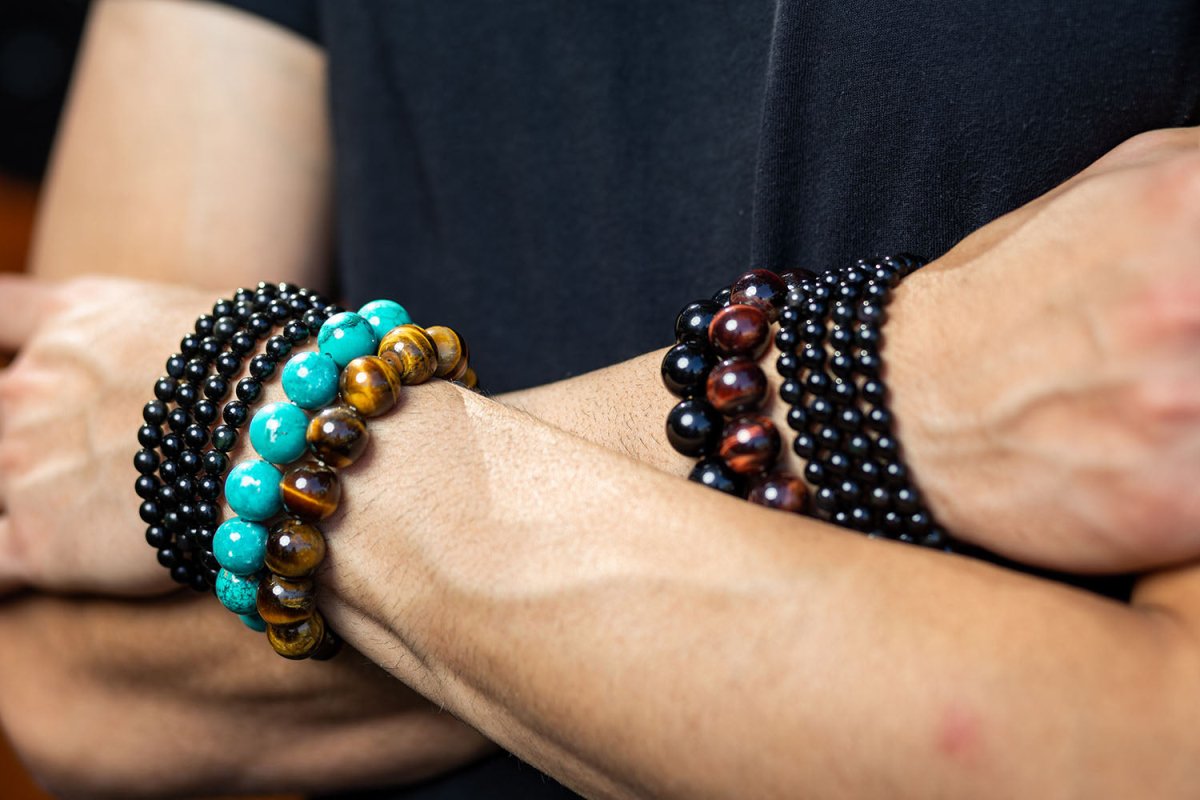 Turquoise & Obsidian Mala Bracelet/Necklace - Mala Bracelet