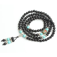 Thumbnail for Turquoise & Obsidian Mala Bracelet/Necklace - Mala Bracelet