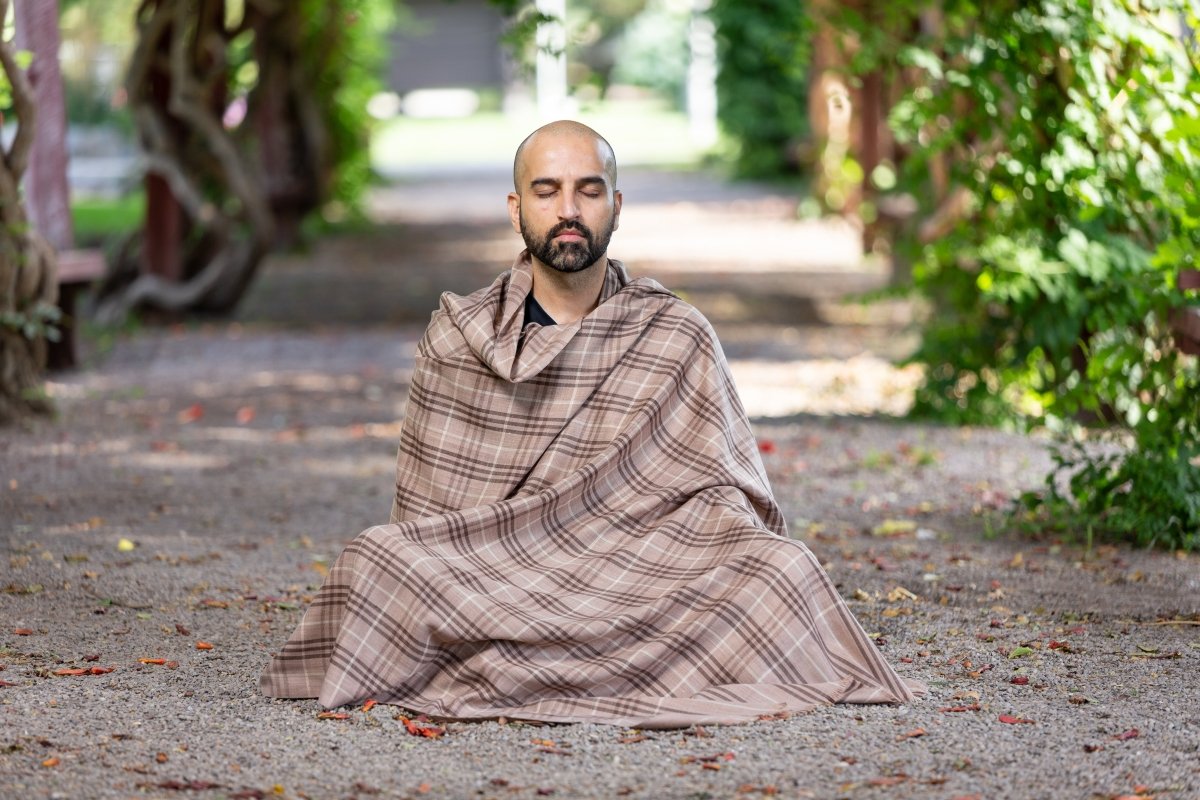 Om Shanti Crafts Meditation Shawl or Meditation Blanket, Wool Shawl/Wrap,  Oversize Scarf/Stole. Indian Blanket. Unisex