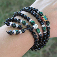 Thumbnail for Midnight Blue Tiger Eye & Obsidian Mala Bracelet/Necklace - Mala Bracelet