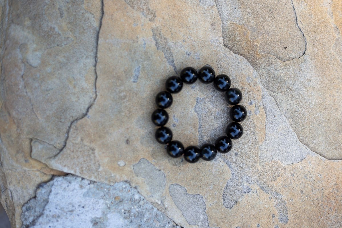 Obsidian Gemstone Bracelet - Black Obsidian Stretch Bracelet