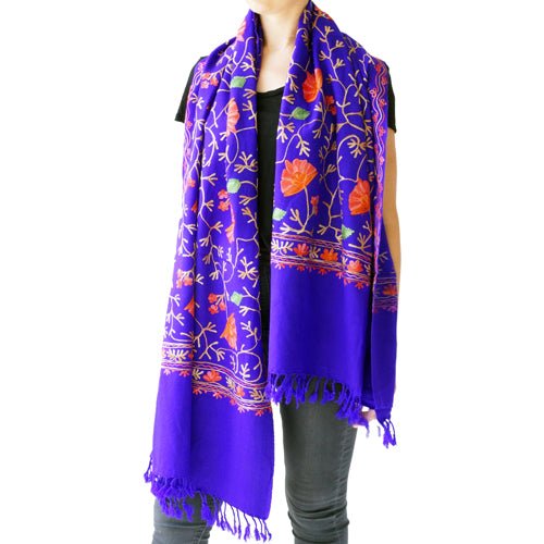 Scarf Embroidered Floral Shawl, Oversize Scarf for Women, Warm Wrap for Winter, Large 6.5' x 2.25' - Shawls and Wraps