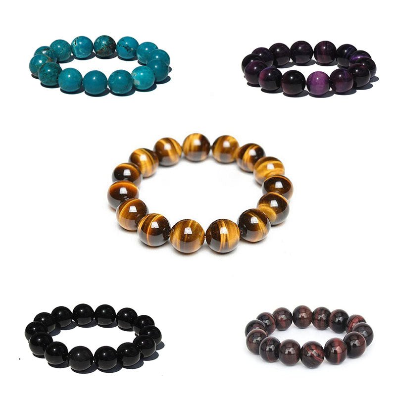 Tiger Eye, Obsidian & Turquoise Bracelets - Tiger Eye Stretch Bracelet